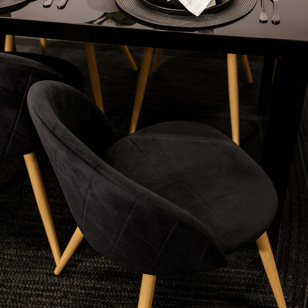 VENICE BLACK VELVET DINING CHAIRS (Set Of 2) - Image 4