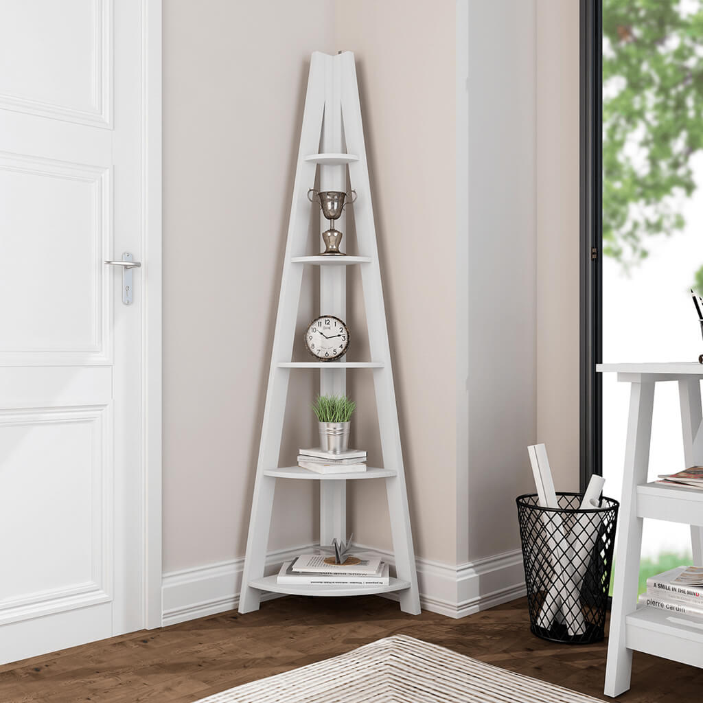 TIVA CORNER LADDER SHELVING WHITE