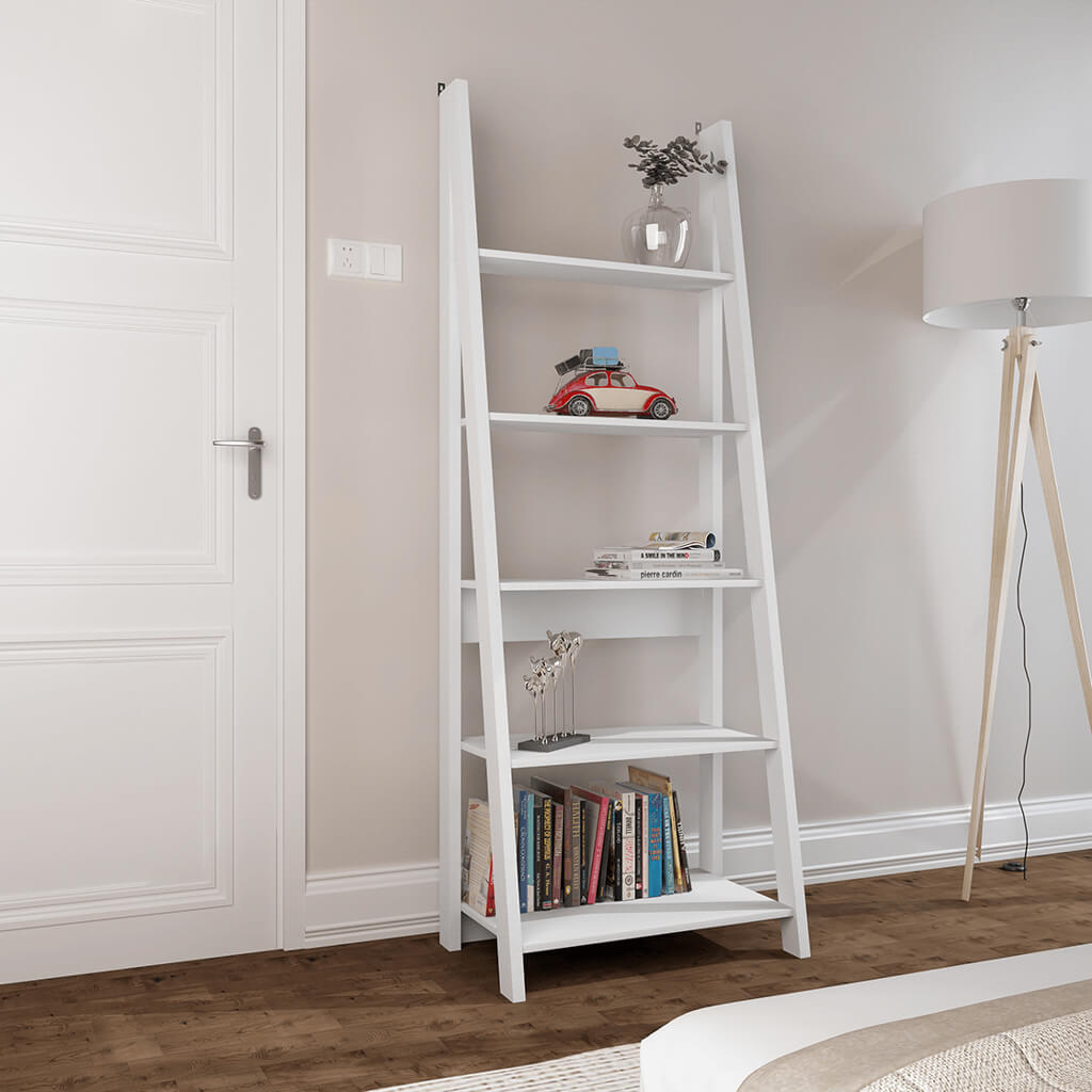 TIVA LADDER BOOKCASE WHITE