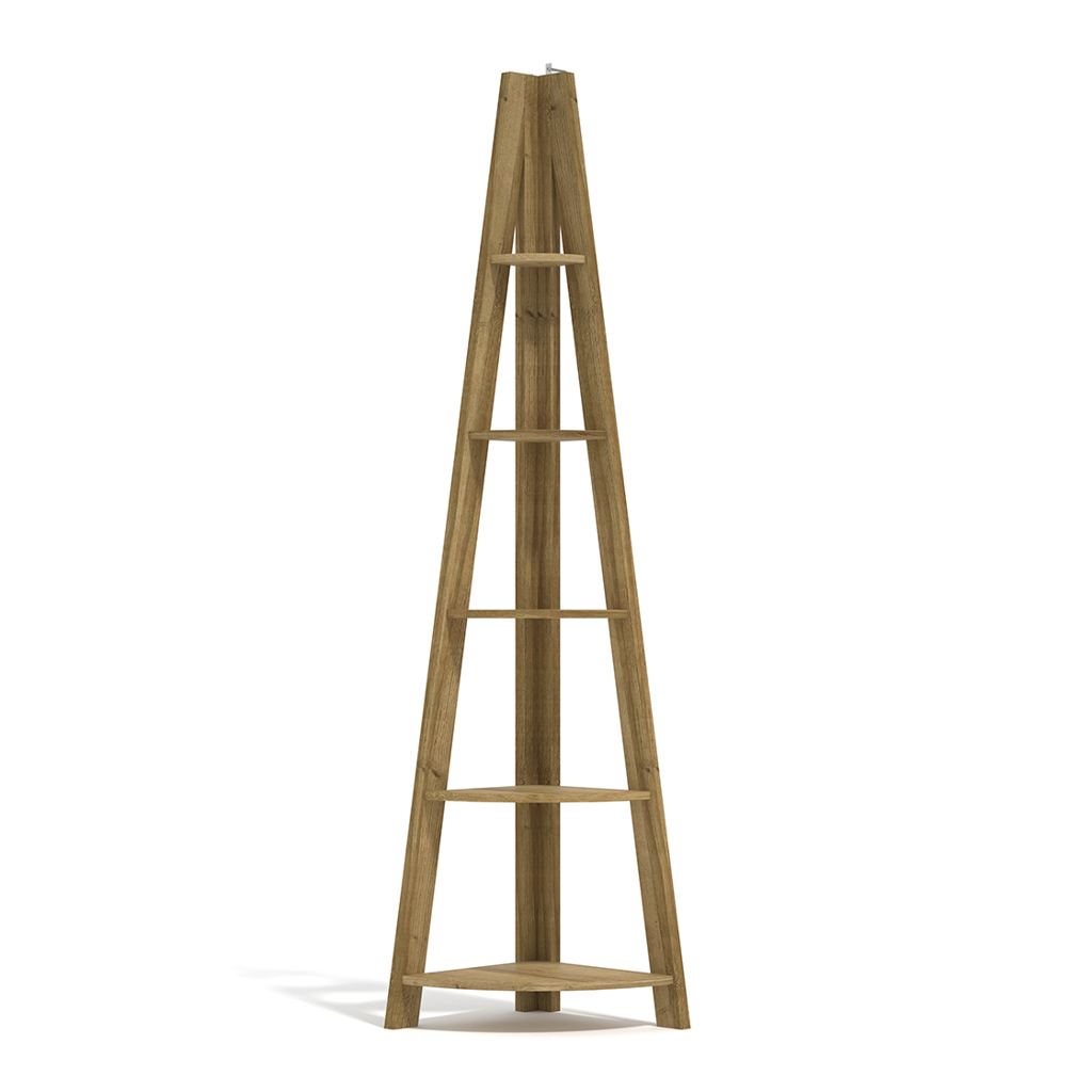 TIVA CORNER LADDER SHELVING OAK - Image 2