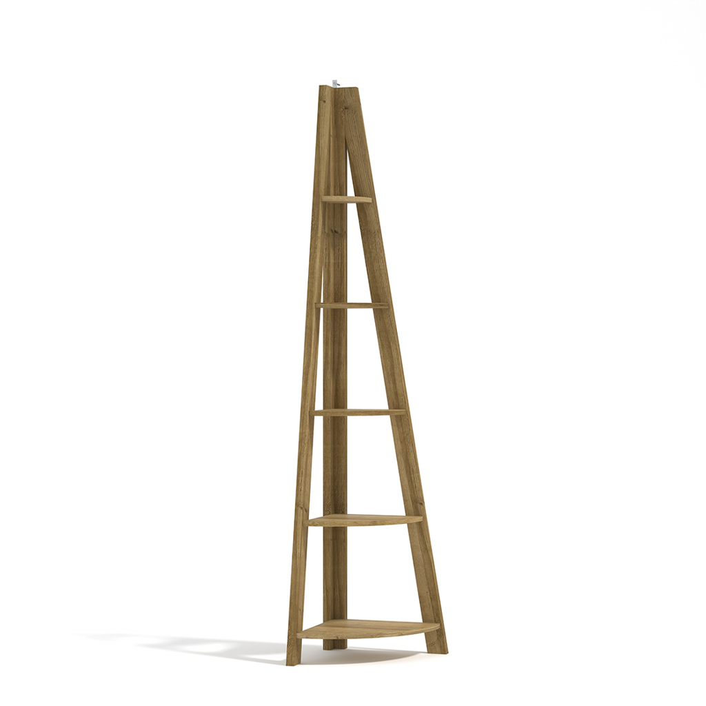 TIVA CORNER LADDER SHELVING OAK - Image 3