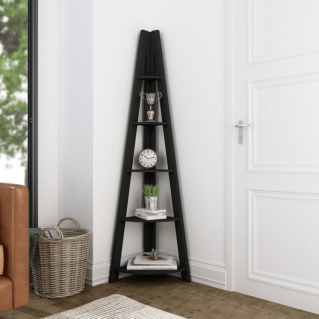 TIVA CORNER LADDER SHELVING BLACK