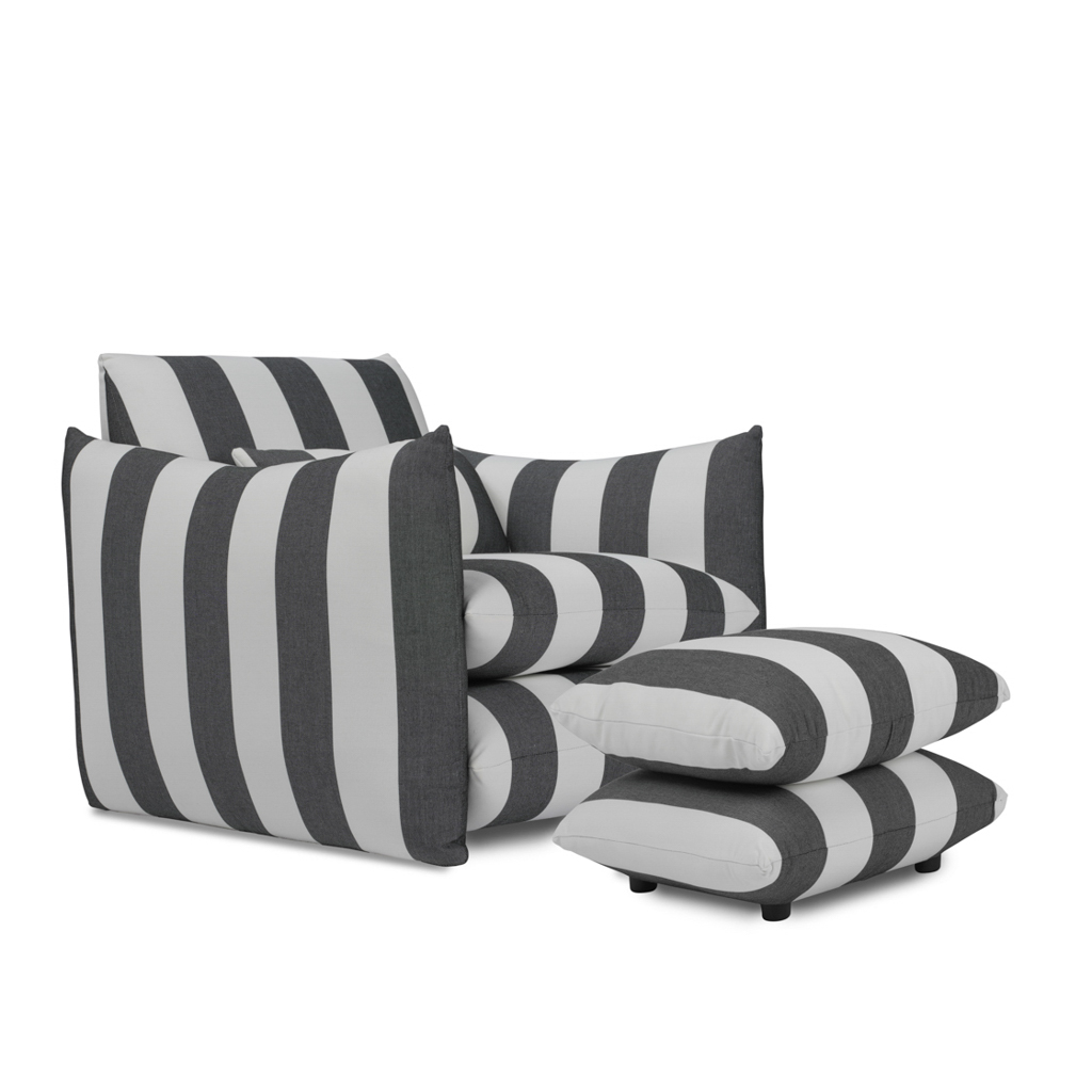 SYCAMORE BLACK AND WHITE THICK STRIPE POUFFE - Image 4