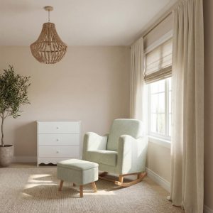 SOOTHER NURSING CHAIR & STOOL SAGE BOUCLE