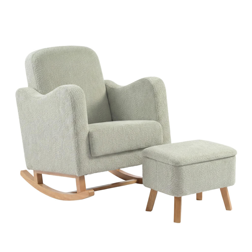 SOOTHER NURSING CHAIR & STOOL SAGE BOUCLE - Image 2