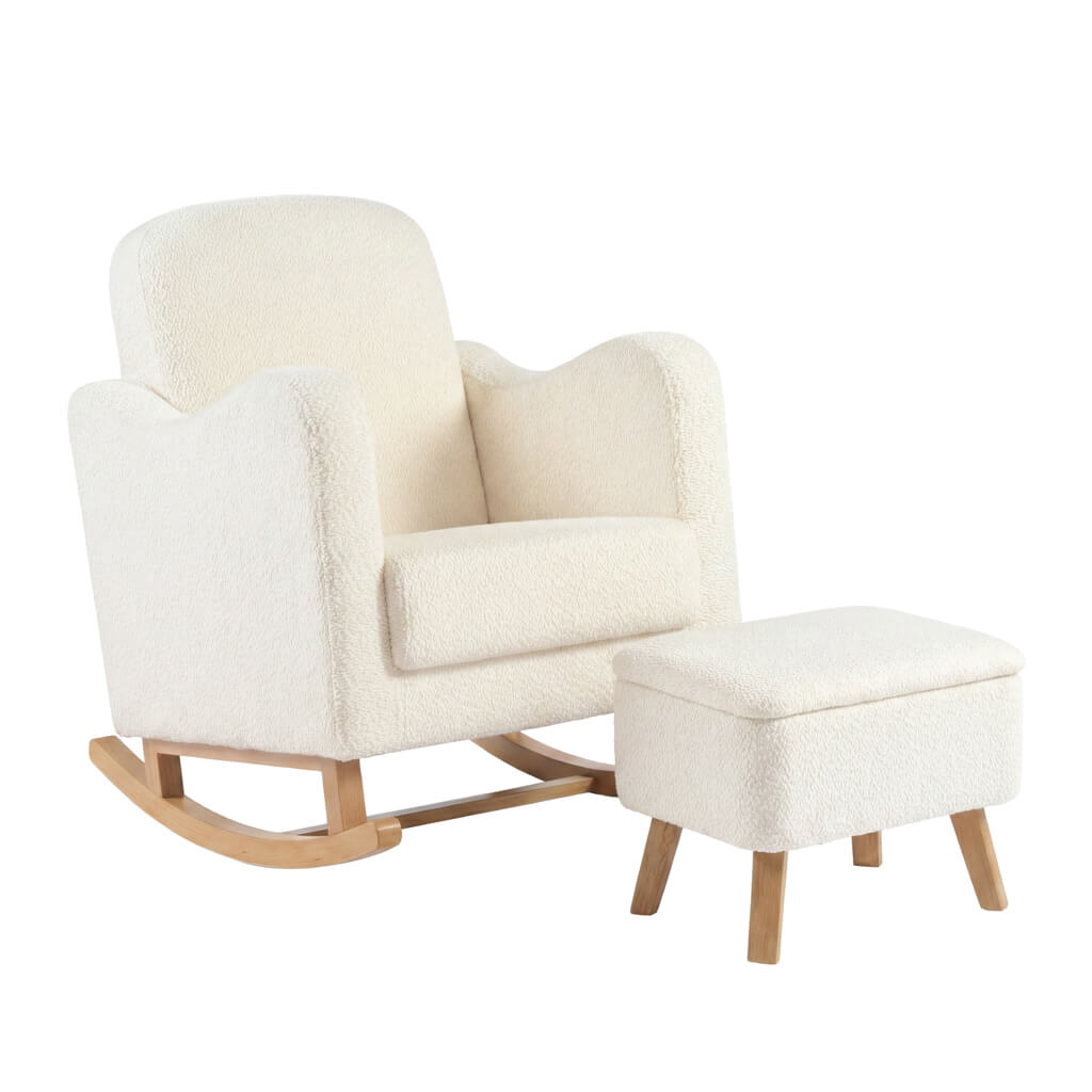 SOOTHER NURSING CHAIR & STOOL OFF WHITE BOUCLE - Image 2