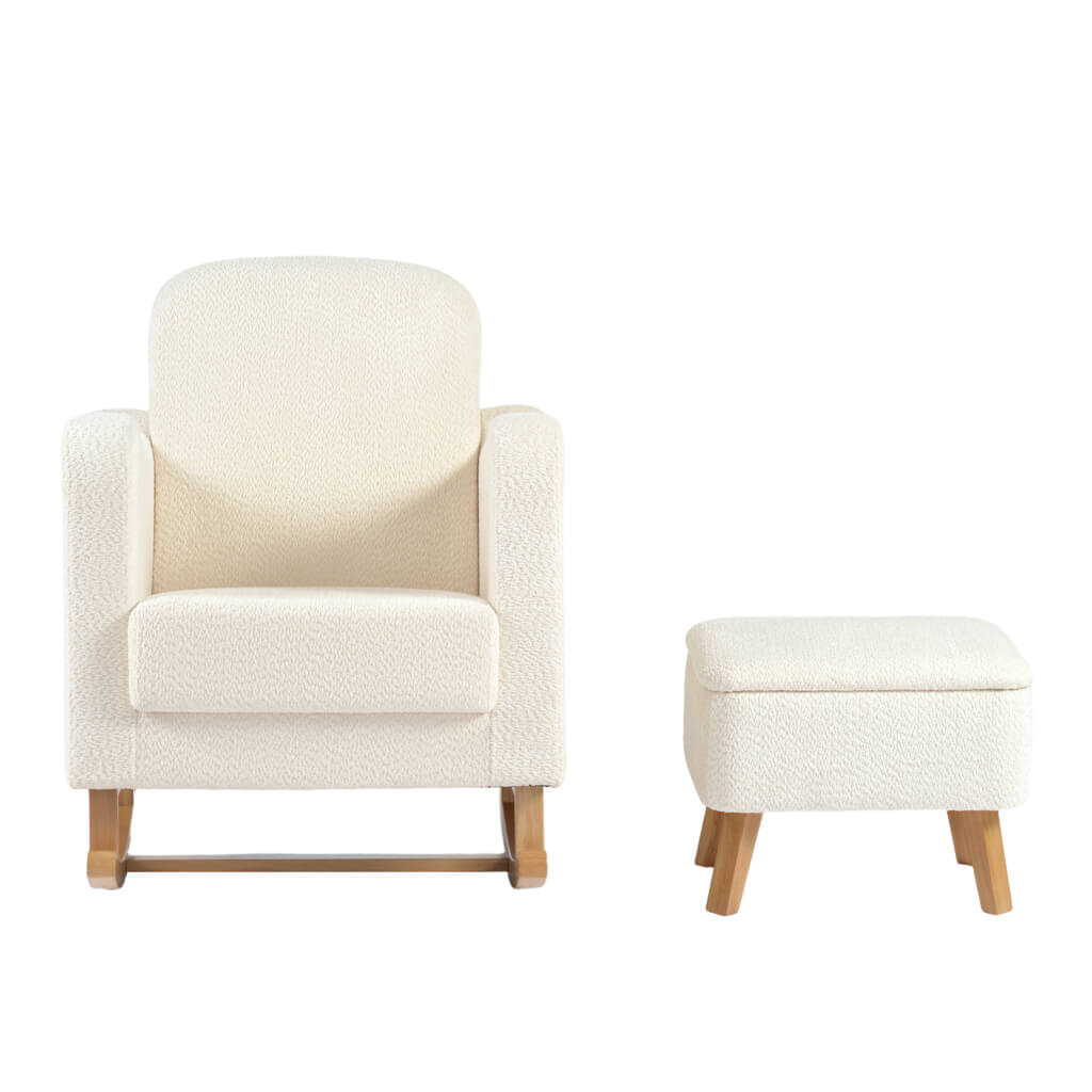 SOOTHER NURSING CHAIR & STOOL OFF WHITE BOUCLE - Image 3