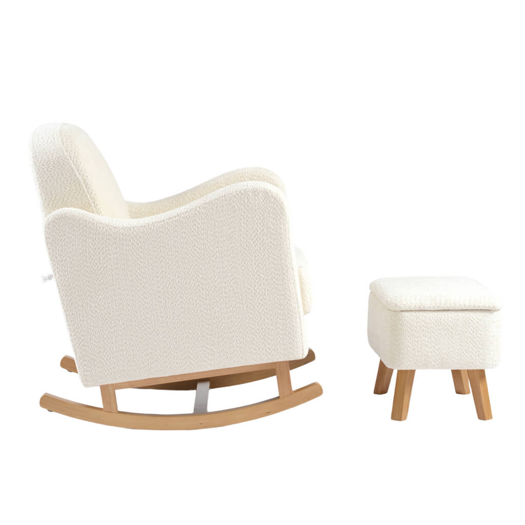 SOOTHER NURSING CHAIR & STOOL OFF WHITE BOUCLE - Image 4