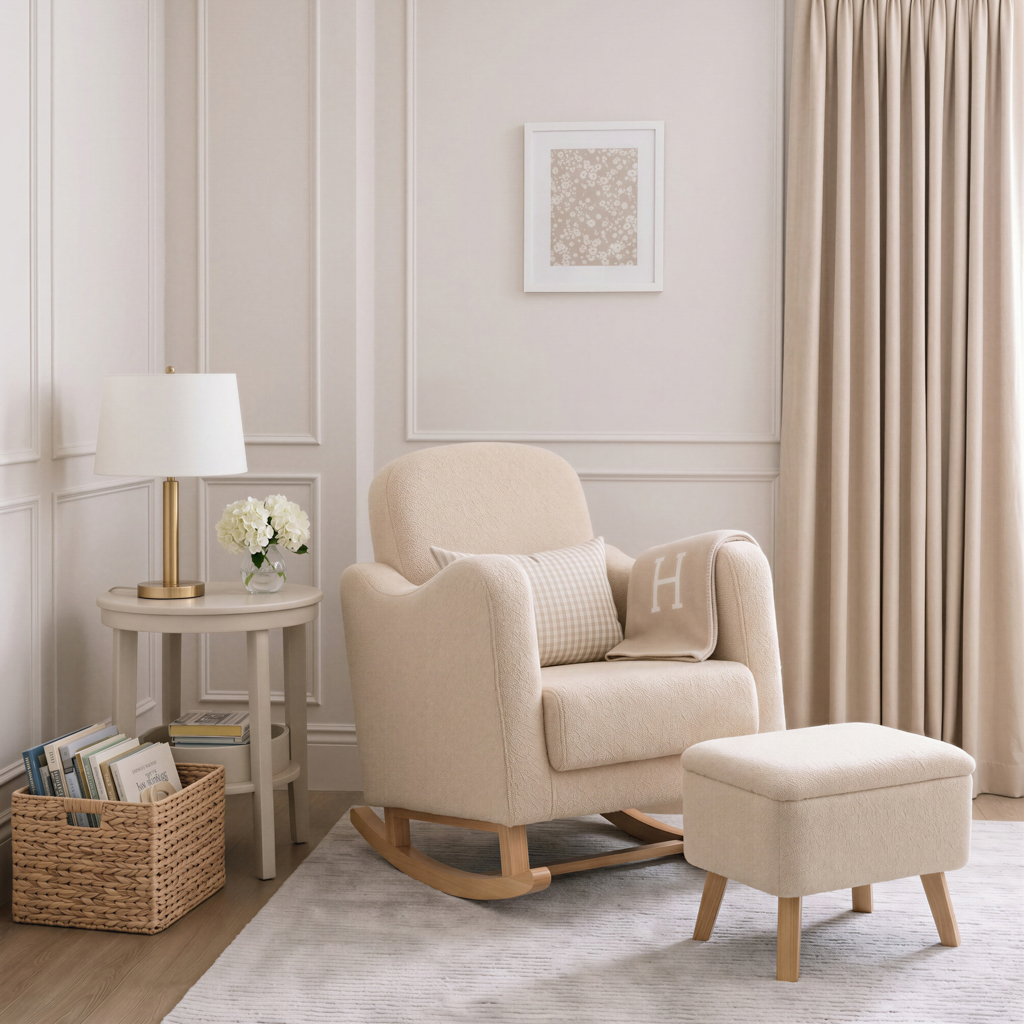 SOOTHER NURSING CHAIR & STOOL OAT TED