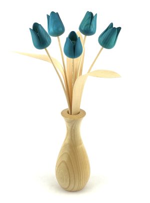 'Reduced' Turquoise  tulips with natural ash "club classic vase"
