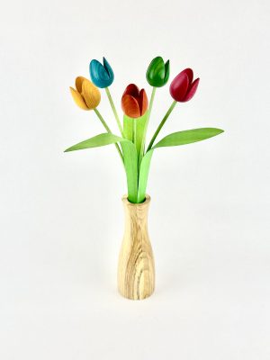 Mixed colour tulips with "cool" vase