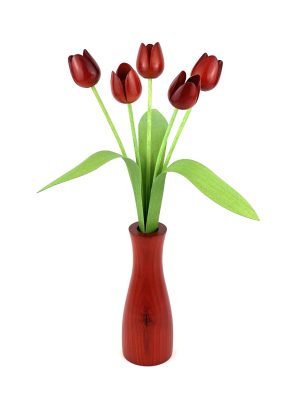 "Reduced"  red "cool" vase and tulips set