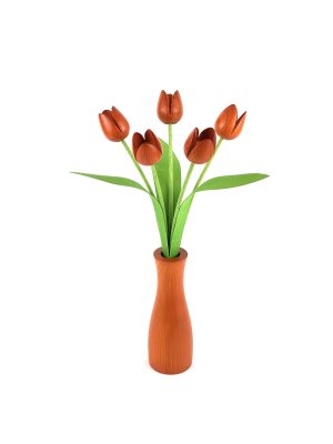 5 orange tulip with 'cool ' vase set