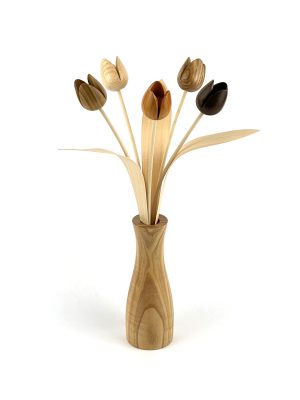 5 mixed natural wood tulips with ash 'cool' vase