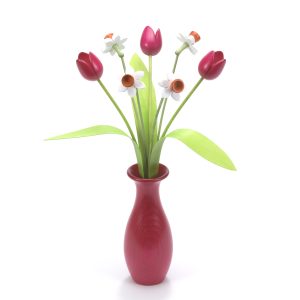 7 flower mixed daffodil and pink tulip with 'classic' vase