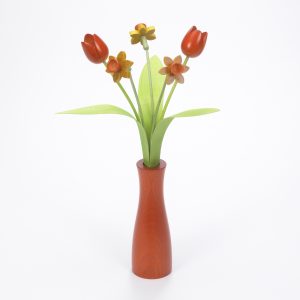 5 flower coloured daffodil and orange tulip with 'cool'vase