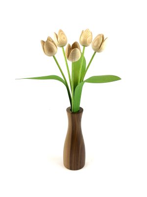 5 natural ash tulips with walnut 'cool' vase