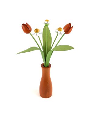 5 flower daisy and orange tulip with 'cool' vase