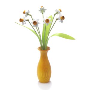 7 white daffodils with yellow 'classic' vase