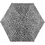 Stylish black and white patterned compact umbrella for rain protection.
