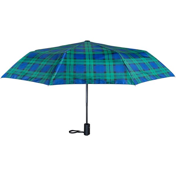 Royal Stewart tartan pattern umbrella with auto open and close feature.