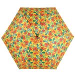 Vibrant floral patterned umbrella with yellow, orange, and green colours.