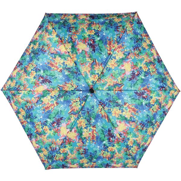 Colourful floral patterned umbrella for rain protection.