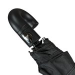 Black automatic open umbrella with compact design and protective cover.