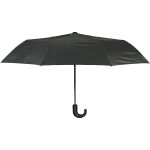 Black automatic open umbrella with J-shaped handle for easy use.