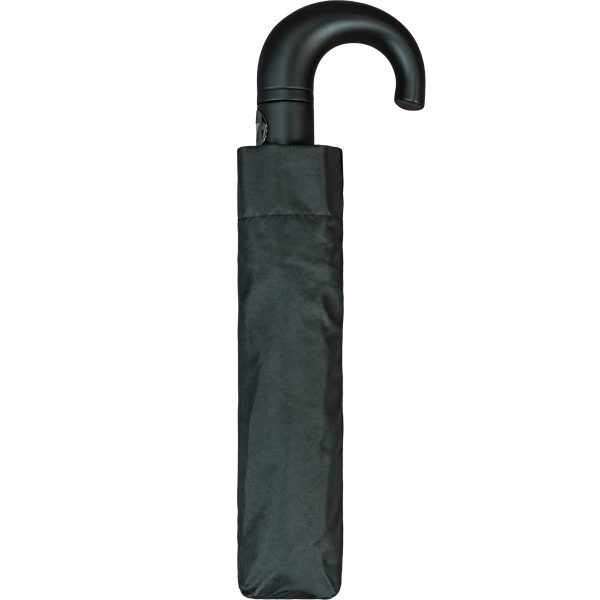 Black automatic open umbrella with protective cover.