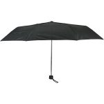 Black compact umbrella for rain protection, portable and lightweight.