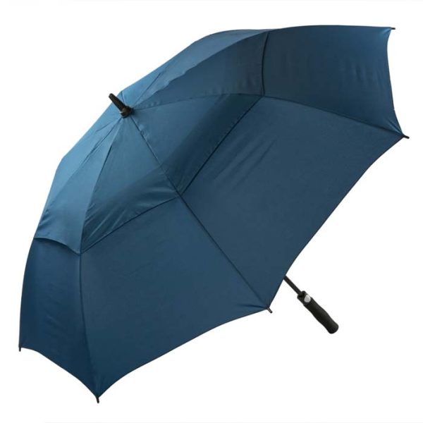 Navy FibreAuto golf umbrella with wind-resistant design.