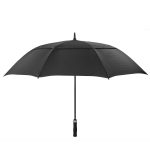Black wind resistant golf umbrella with automatic open feature.