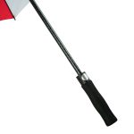 Close-up of FibreAuto golf umbrella handle and shaft in black and grey.
