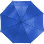Blue wind-resistant golf umbrella with fibrelight frame for durability.