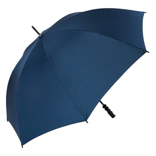 Navy wind-resistant Fibrelight golf umbrella for outdoor use.