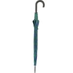 Tartan patterned unisex walking umbrella with curved handle.