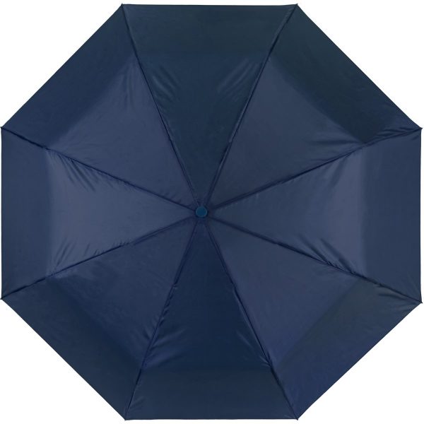 Navy compact umbrella open, perfect for travel and daily use.