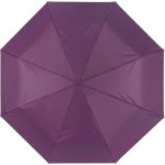 Purple compact umbrella for women, portable and stylish for rainy days.