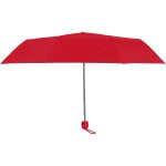 Red compact umbrella with a straight handle and windproof design.