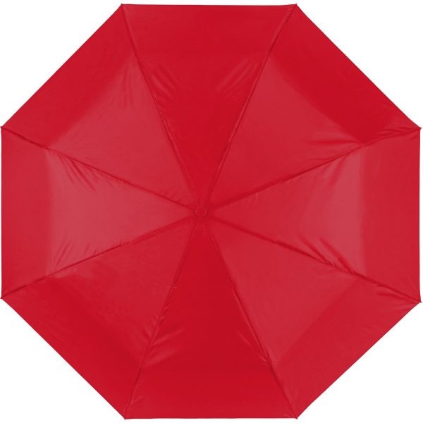 Red compact umbrella, perfect for ladies, lightweight and portable.