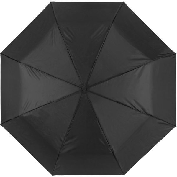 Black compact umbrella for unisex use, portable and stylish.