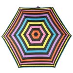 Colorful striped umbrella with rainbow pattern for children.