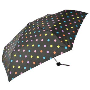 Black and Bright Polka Dot Print Super Light Umbrella (32115)