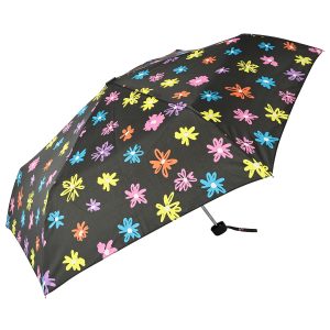 Black and Bright Flower Print Super Light Umbrella (32115)