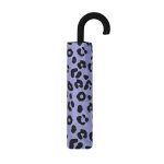 Leopard print umbrella with black hook handle for UK weather.
