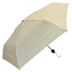 Off White and Black Polka Dot Print Umbrella (32113)