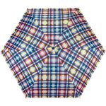 Colourful tartan print umbrella for UK weather protection.