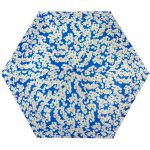 Blue umbrella with yellow and white floral pattern for UK market.