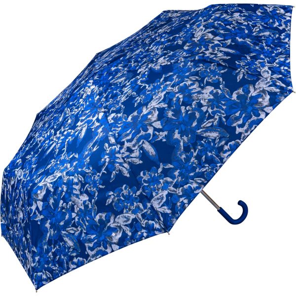 Blue floral pattern umbrella for rain protection from X-brella UK.